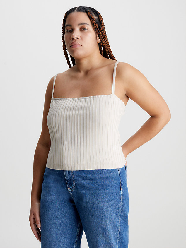 beige ribbed jersey cami top for women calvin klein jeans