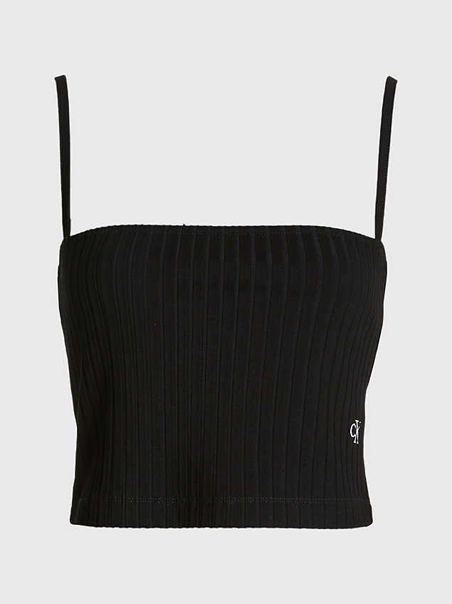 black podkoszulka na ramiączkach z dżerseju ściągaczowego dla kobiety - calvin klein jeans