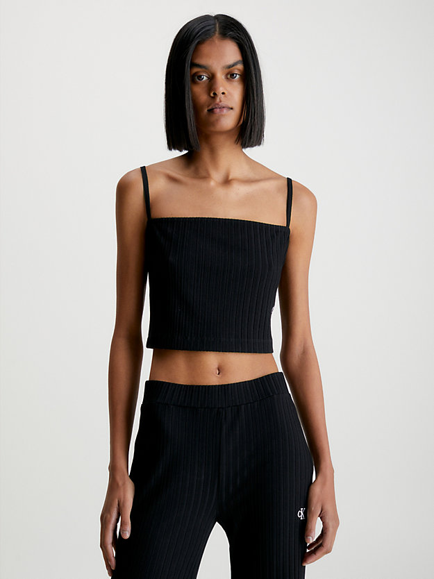 ck black ribbed jersey cami top for women calvin klein jeans