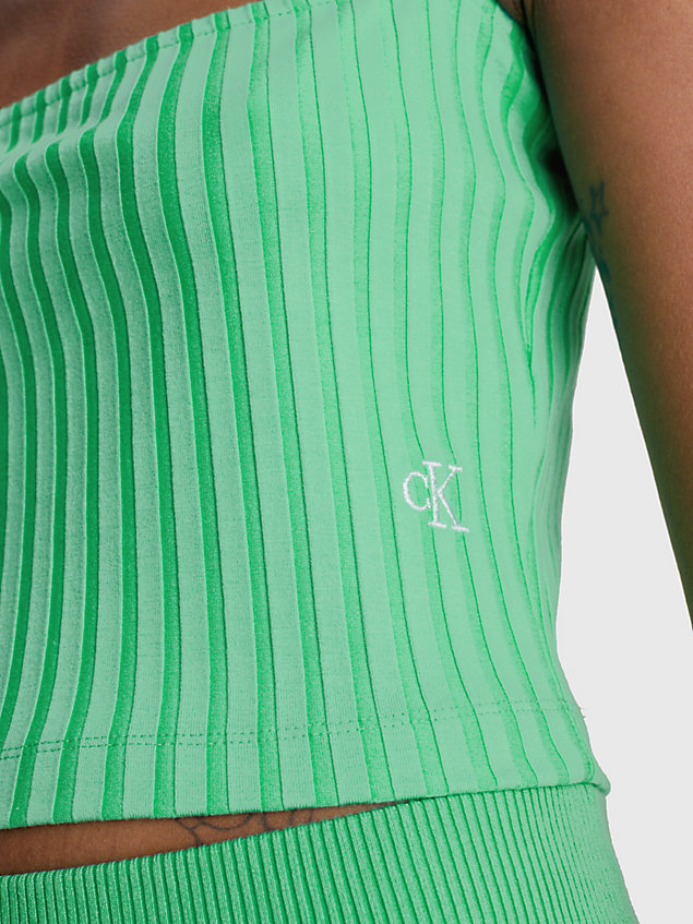 green podkoszulka na ramiączkach z dżerseju ściągaczowego dla kobiety - calvin klein jeans