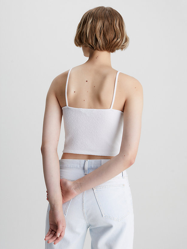 bright white seersucker stretch cropped top for women calvin klein jeans