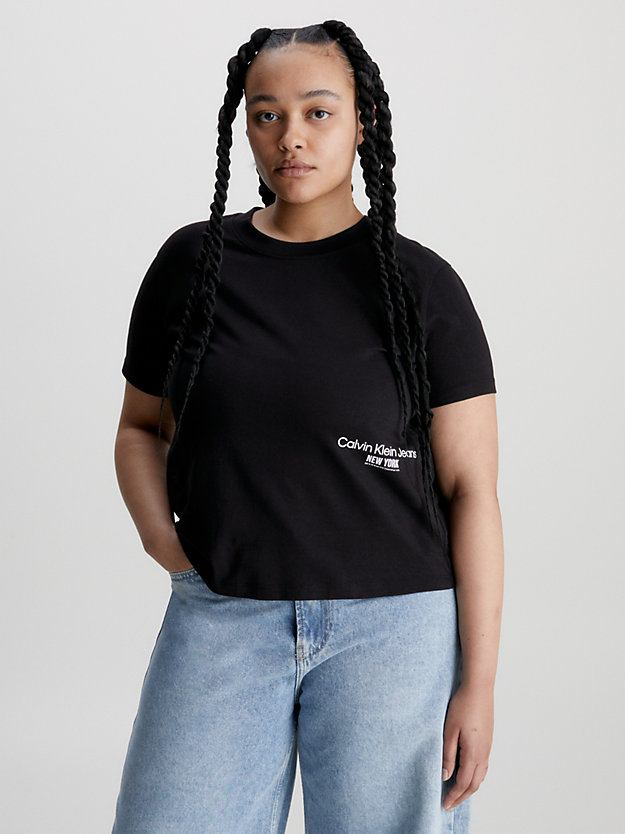 CK BLACK Camiseta Cropped con logo de mujer CALVIN KLEIN JEANS
