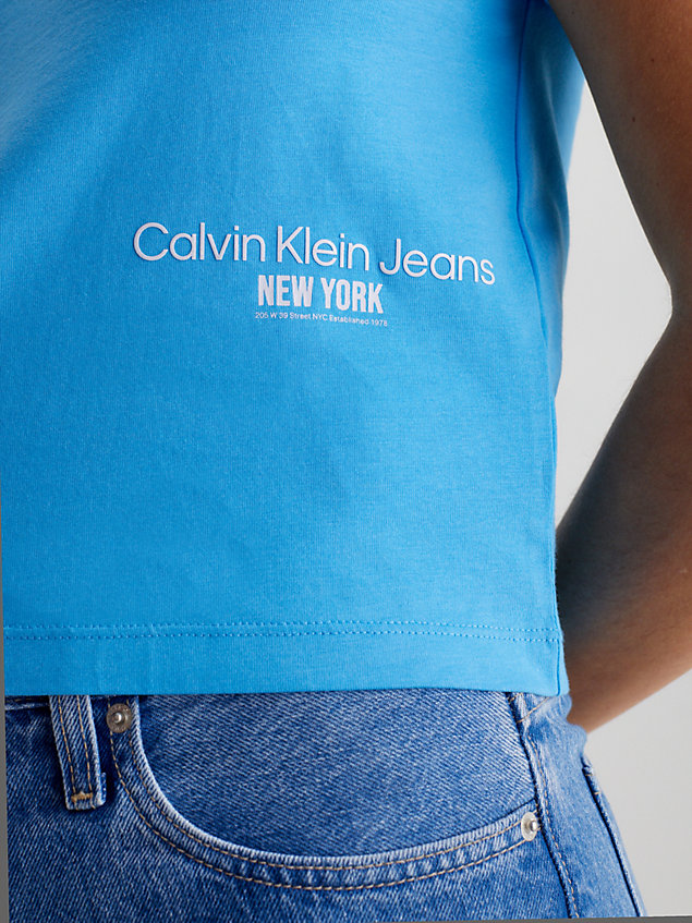blue cropped logo t-shirt for women calvin klein jeans