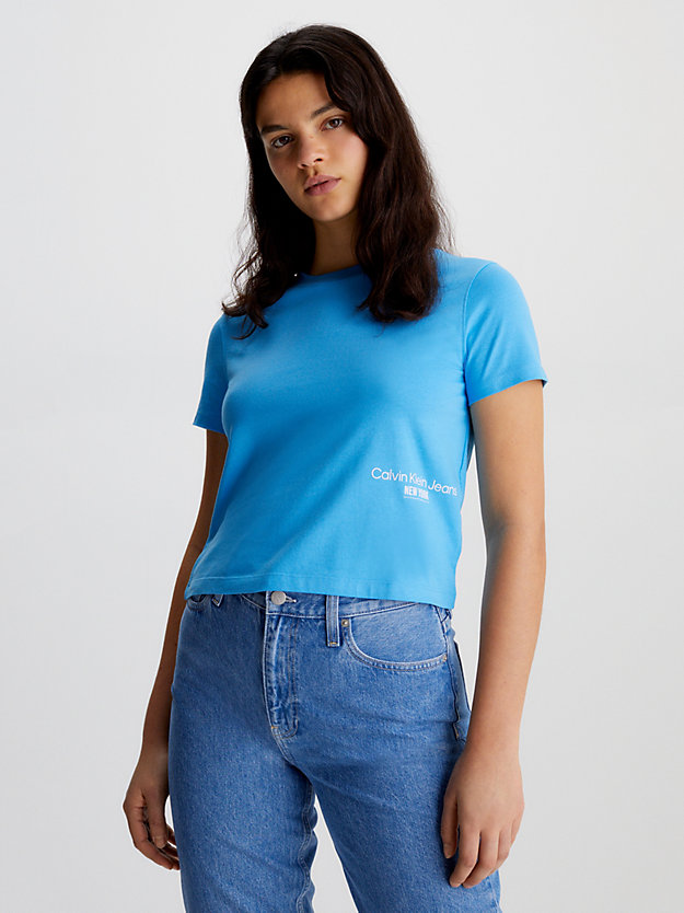 camiseta cropped con logo blue crush de mujer calvin klein jeans