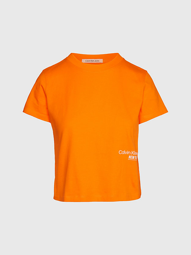 vibrant orange cropped logo-t-shirt für damen - calvin klein jeans