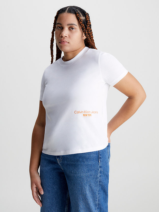 bright white cropped logo-t-shirt für damen - calvin klein jeans