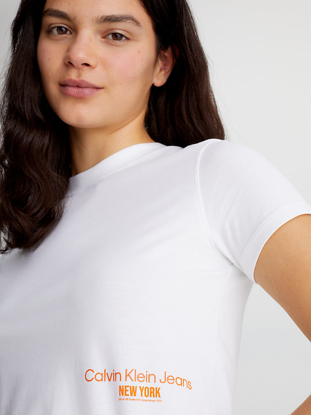 BRIGHT WHITE T-shirt corta con logo da donna CALVIN KLEIN JEANS