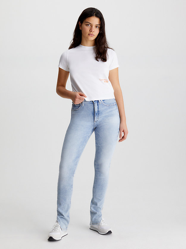 camiseta cropped con logo bright white de mujer calvin klein jeans