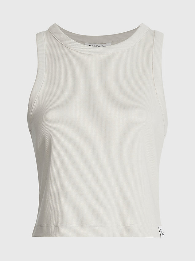 beige ribbed cotton tank top for women calvin klein jeans