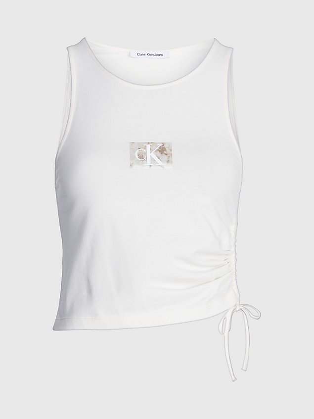 white ruched drawstring tank top for women calvin klein jeans