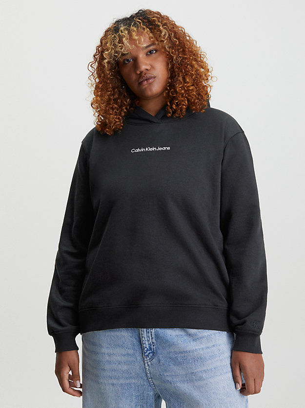 sweat-shirt à capuche en coton ck black pour femmes calvin klein jeans