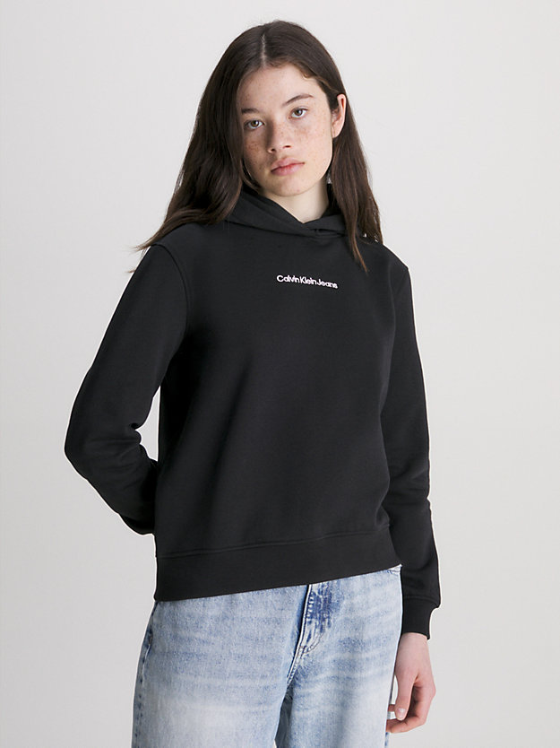 ck black baumwoll-hoodie für damen - calvin klein jeans
