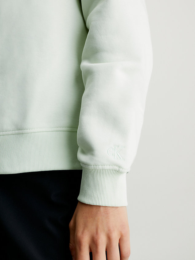 green fleece-katoenmix hoodie voor dames - calvin klein jeans