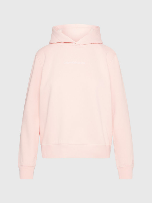 pink fleece-katoenmix hoodie voor dames - calvin klein jeans