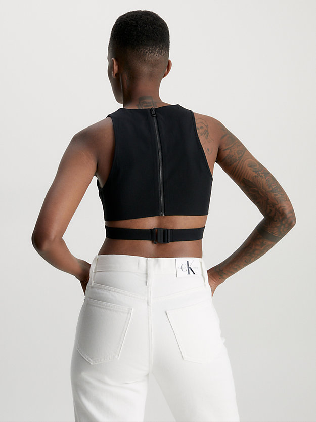 ck black cut out zip back top for women calvin klein jeans