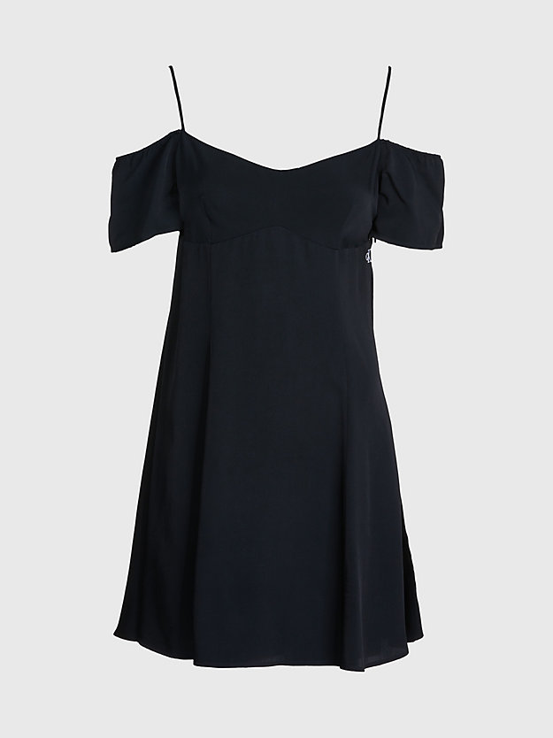 CK BLACK Off-shoulder mini-jurk van crêpe voor dames CALVIN KLEIN JEANS