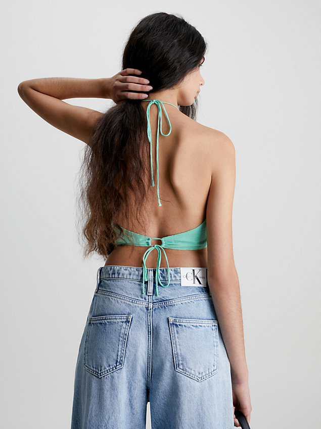 green crinkle rayon drawstring bra top for women calvin klein jeans