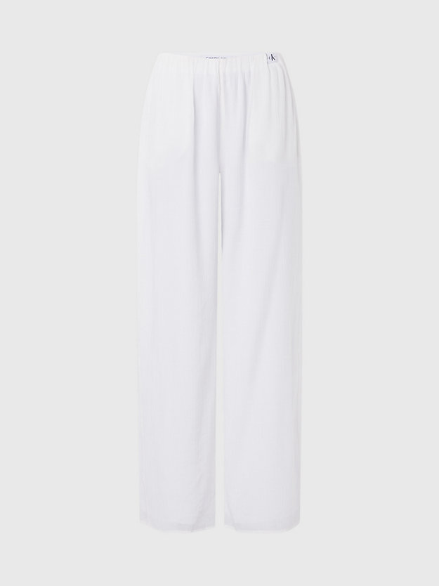 ancient white crinkle rayon wide leg trousers for women calvin klein jeans