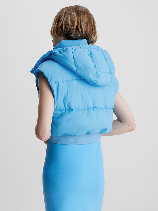 blue crush cropped hooded puffer gilet for women calvin klein jeans