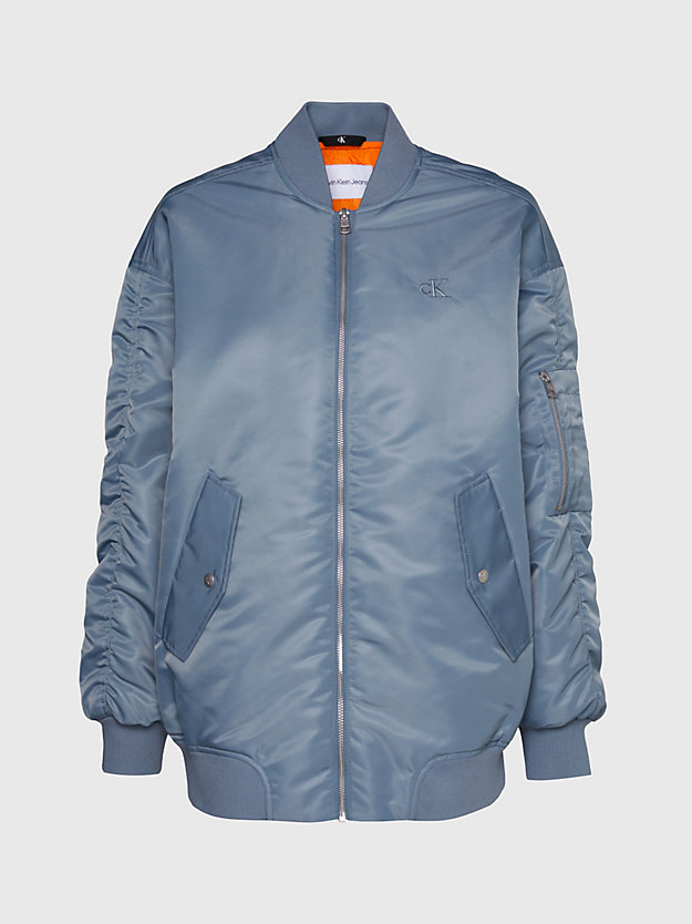 overcast grey oversized nylon sateen bomber jacket for women calvin klein jeans