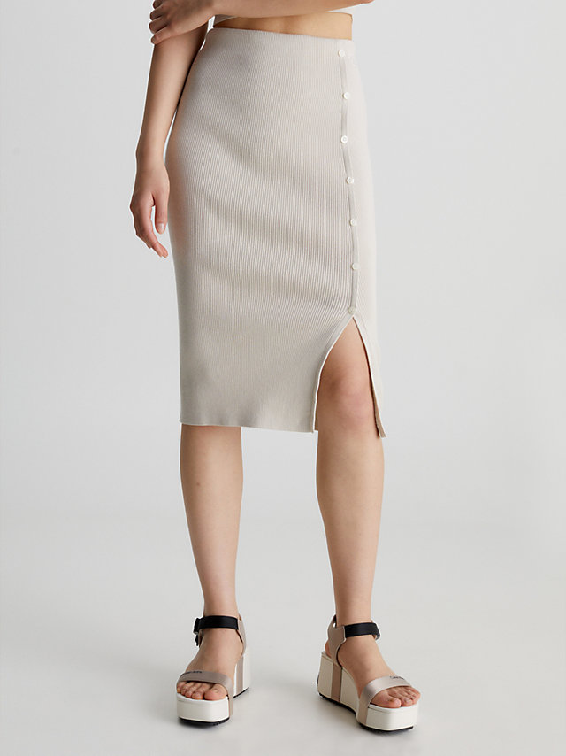 Classic Beige Organic Cotton Pencil Skirt undefined women Calvin Klein
