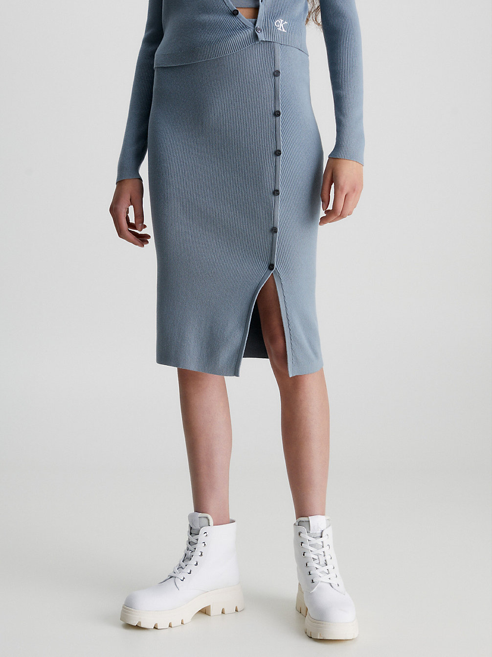 OVERCAST GREY Organic Cotton Pencil Skirt undefined women Calvin Klein