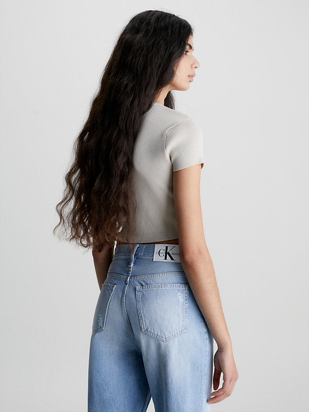 classic beige organic cotton cut out top for women calvin klein jeans