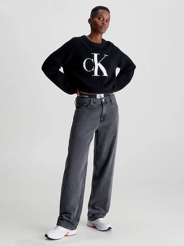CK BLACK Pull relaxed en coton bio avec logo for femmes CALVIN KLEIN JEANS