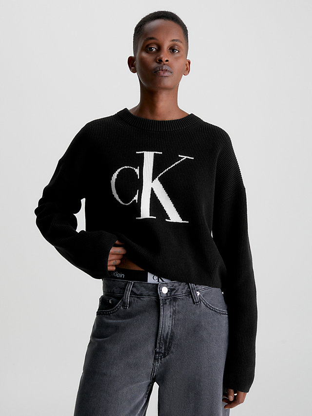 CK Black Pull Relaxed En Coton Bio Avec Logo undefined femmes Calvin Klein
