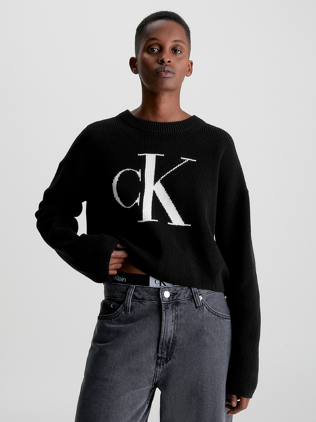 Pull Relaxed En Coton Bio Avec Logo > CK BLACK > undefined femmes > Calvin Klein