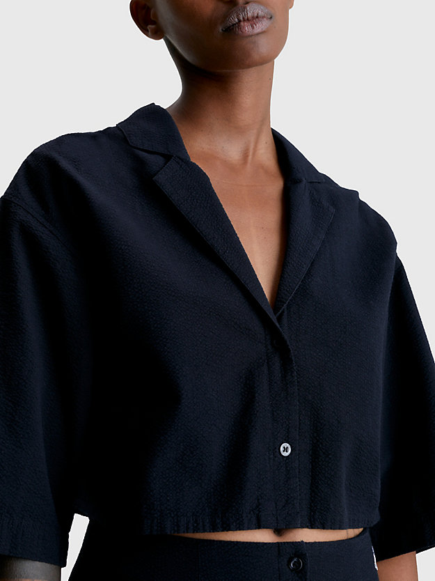 CK BLACK Hemdkleid mit Cutouts aus Seersucker für Damen CALVIN KLEIN JEANS