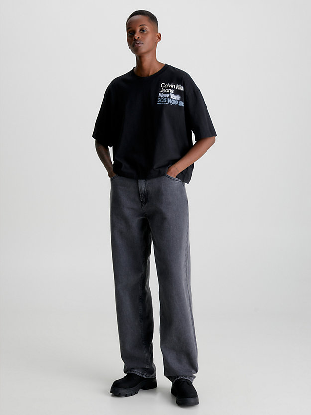 ck black luźny t-shirt z bawełny organicznej dla kobiety - calvin klein jeans