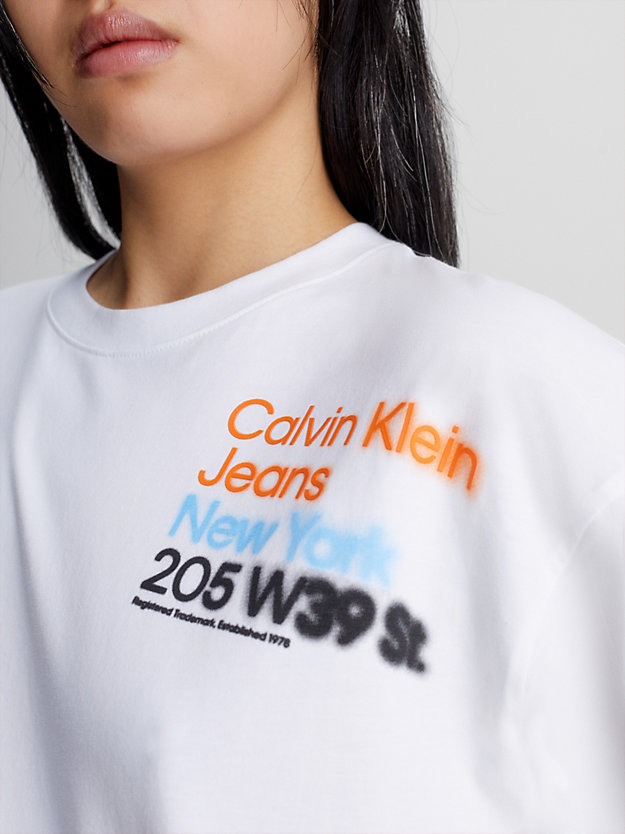 t-shirt in cotone biologico taglio relaxed bright white da donna calvin klein jeans