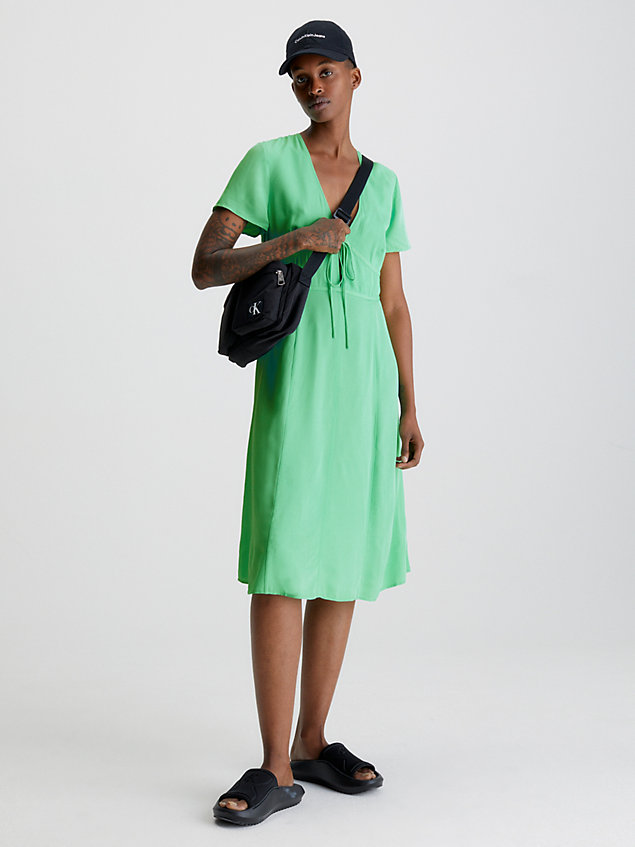 green crepe short sleeve midi dress for women calvin klein jeans