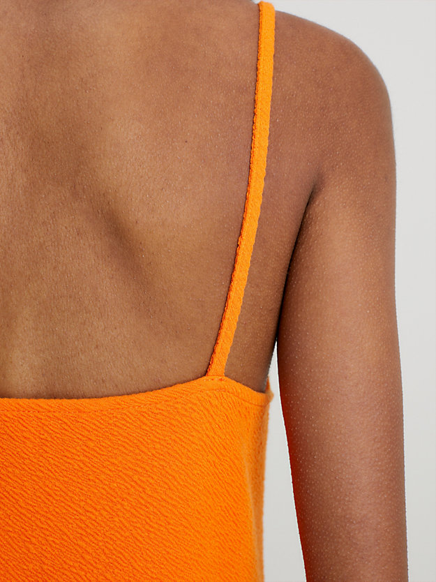 vibrant orange seersucker stretch mini dress for women calvin klein jeans