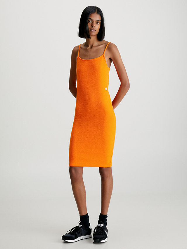 Miniabito Elasticizzato Seersucker > Vibrant Orange > undefined donna > Calvin Klein