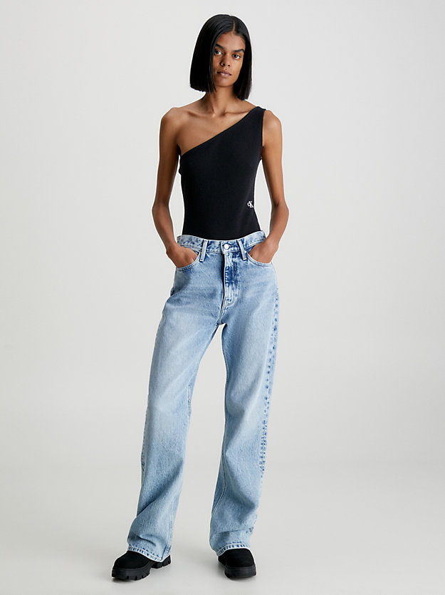 ck black seersucker stretch bodysuit for women calvin klein jeans