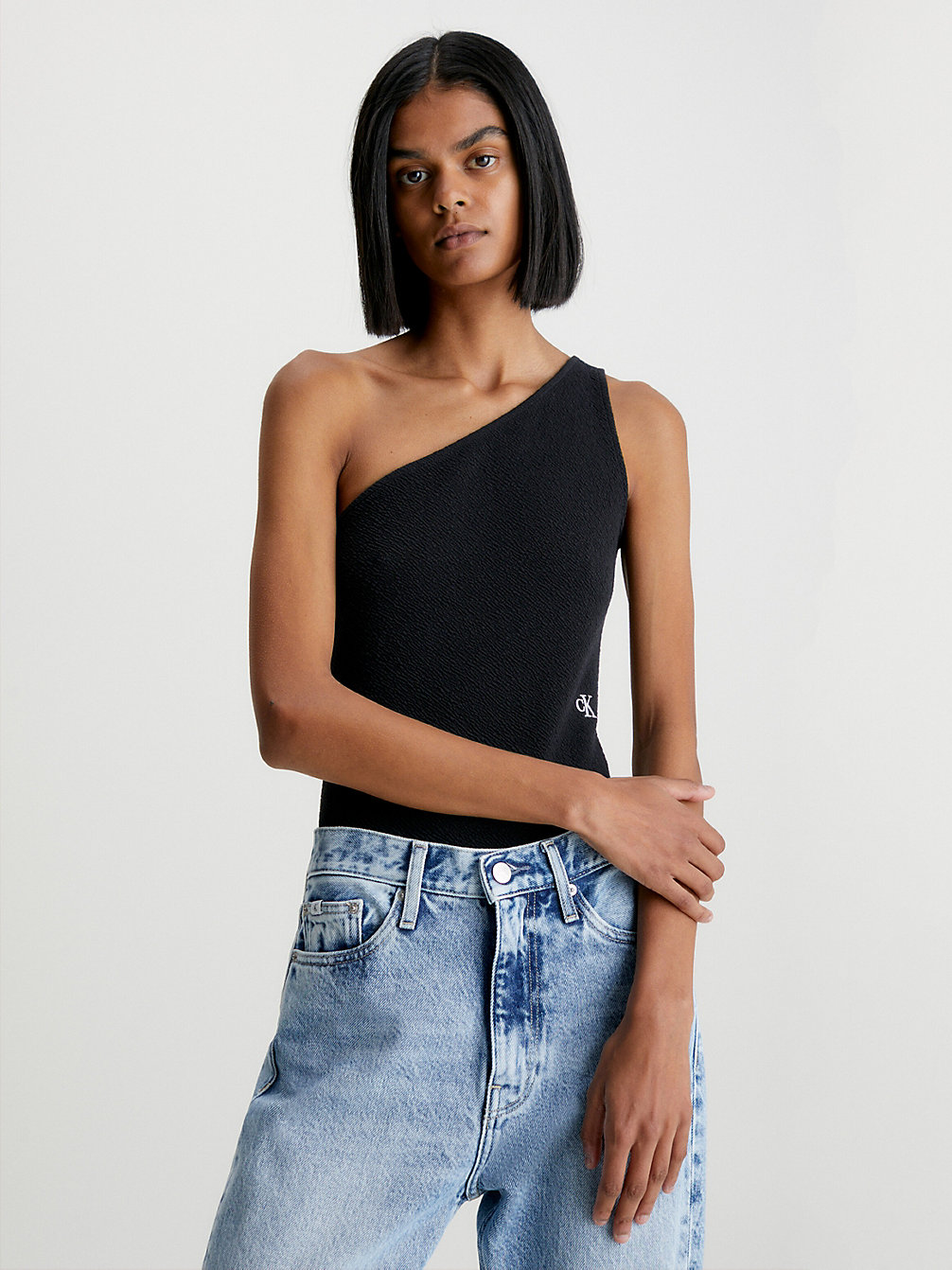 CK BLACK Seersucker Stretch Bodysuit undefined women Calvin Klein
