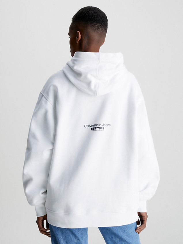 white bestickter oversized hoodie für damen - calvin klein jeans