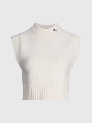 ANCIENT WHITE Gilet en coton bio bouclé for femmes CALVIN KLEIN JEANS