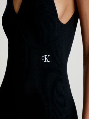 CK BLACK Sukienka z bawełny organicznej z wiązaniem na szyi dla Kobiety CALVIN KLEIN JEANS