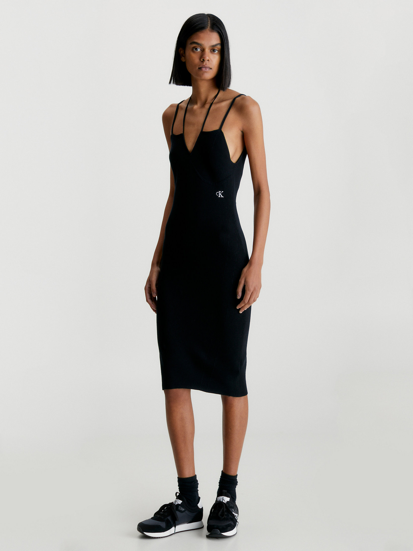 Descubrir 73+ imagen calvin klein black cotton dress