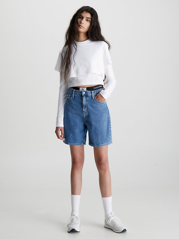 denim medium denim bermuda-mom-shorts für damen - calvin klein jeans