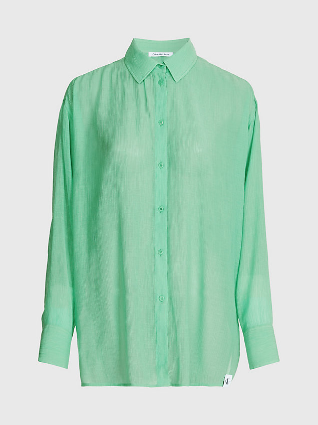 green crinkle rayon split back blouse for women calvin klein jeans