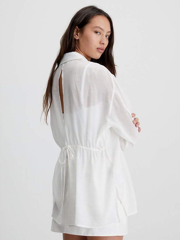blusa con espalda dividida de rayón arrugado ancient white de mujeres calvin klein jeans
