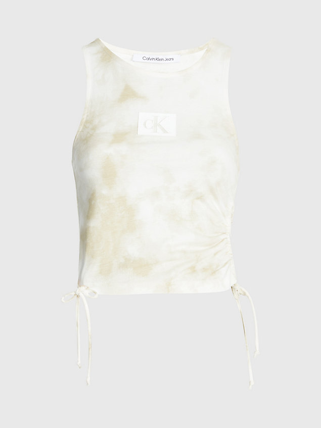 white ruched tie dye tank top for women calvin klein jeans