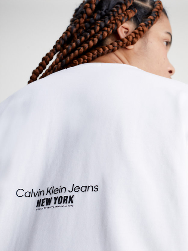 bright white besticktes t-shirt in großen größen für damen - calvin klein jeans