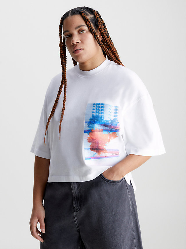 Bright White Plus Size Embroidered T-Shirt undefined women Calvin Klein