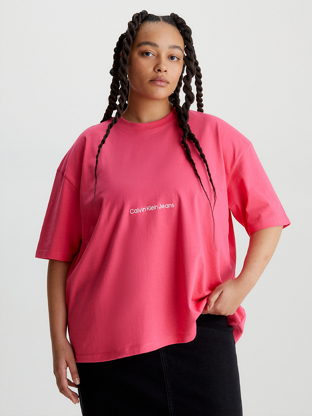 PINK FLASH Boyfriend Logo-T-Shirt In Großen Größen undefined Damen Calvin Klein