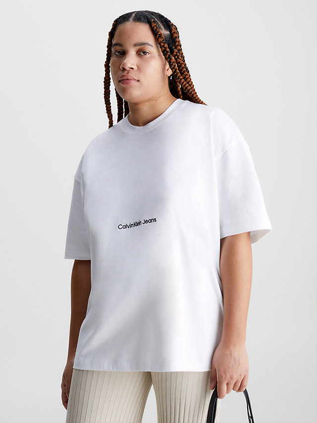 Bright White T-Shirt Boyfriend Grande Taille Avec Logo undefined femmes Calvin Klein